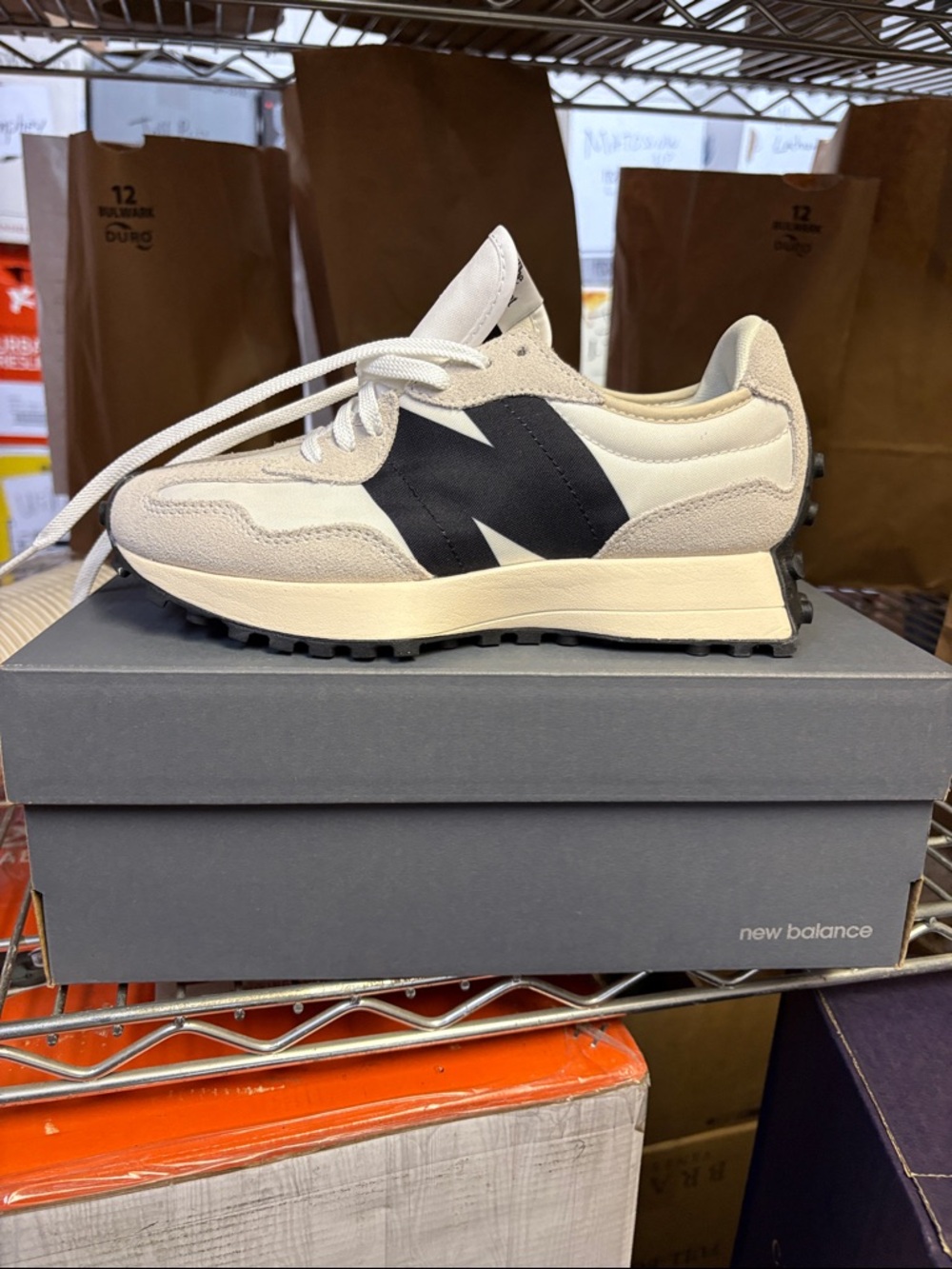 New Balance Cream & Black Trail Runner Sneaker